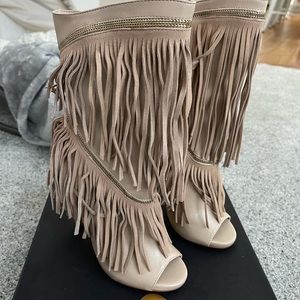 Open Toe Fringe Boots